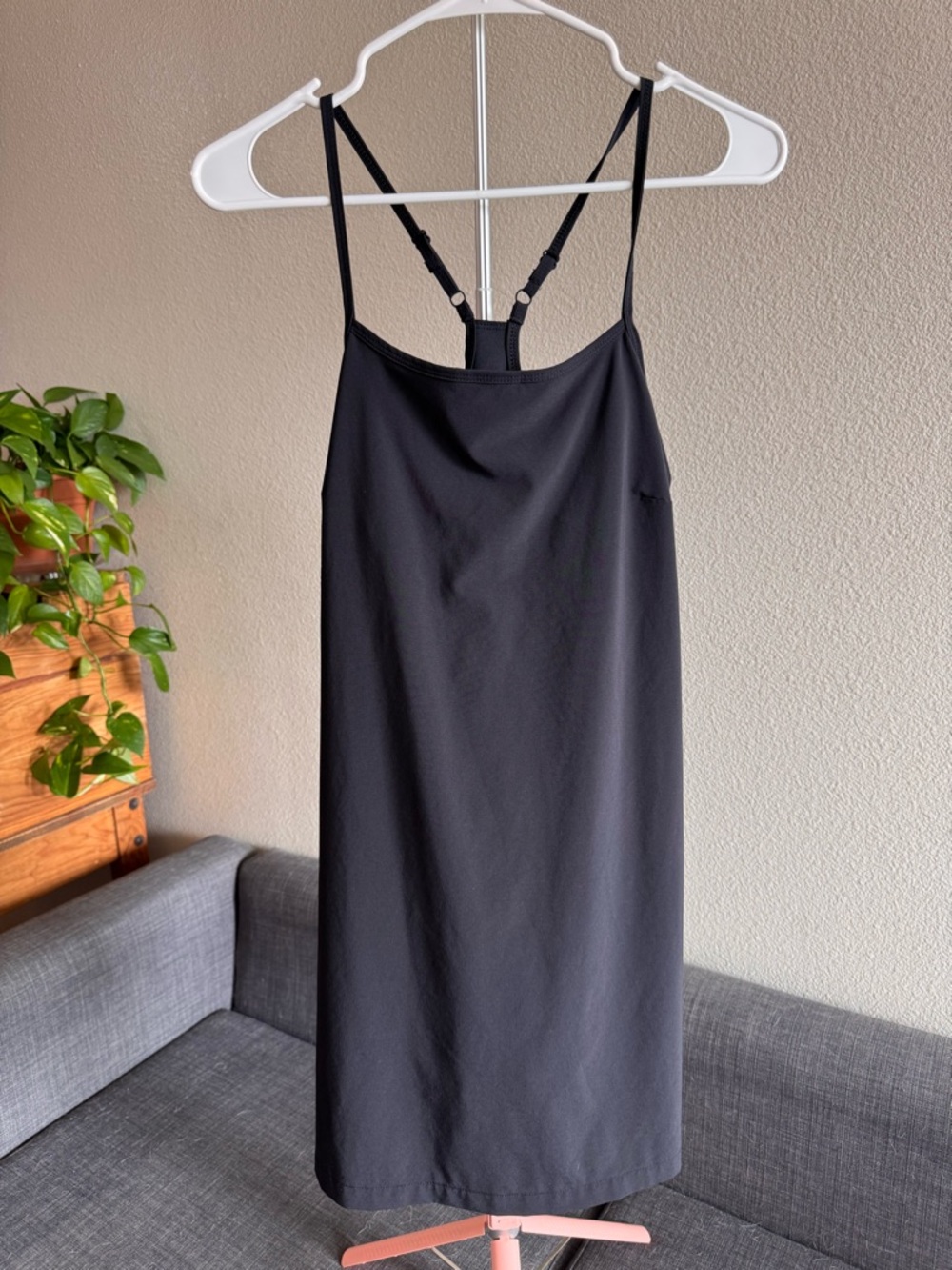 all in motion Black Slip Mini Dress with Adjustable Straps and built in shorts